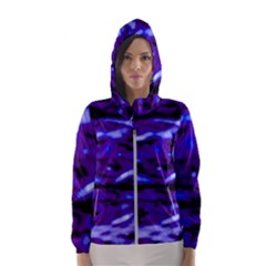 Purple  Waves Abstract Series No2 Women s Hooded Windbreaker by DimitriosArt