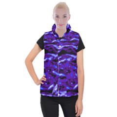 Purple  Waves Abstract Series No2 Women s Button Up Vest by DimitriosArt