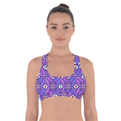 Abstract Illustration With Eyes Cross Back Sports Bra by SychEva
