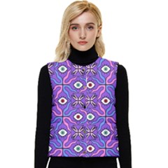 Abstract Illustration With Eyes Women s Short Button Up Puffer Vest by SychEva