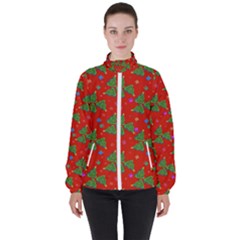 Christmas Trees Women s High Neck Windbreaker by SychEva