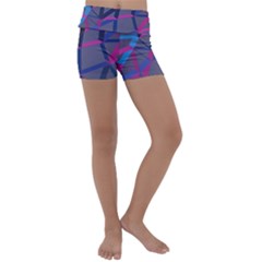 3d Lovely Geo Lines Kids  Lightweight Velour Yoga Shorts by Uniqued