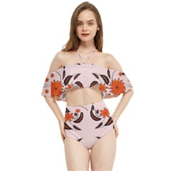 Floral Folk Damask Pattern  Halter Flowy Bikini Set  by Eskimos