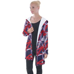 3d Lovely Geo Lines Vii Longline Hooded Cardigan by Uniqued