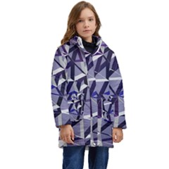 3d Lovely Geo Lines Ix Kid s Hooded Longline Puffer Jacket by Uniqued
