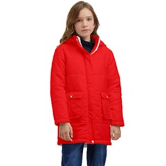 Color Red Kid s Hooded Longline Puffer Jacket by Kultjers
