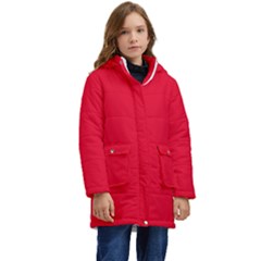 Color Spanish Red Kid s Hooded Longline Puffer Jacket by Kultjers