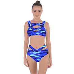 Blue Waves Abstract Series No11 Bandaged Up Bikini Set  by DimitriosArt