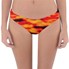 Red  Waves Abstract Series No14 Reversible Hipster Bikini Bottoms by DimitriosArt