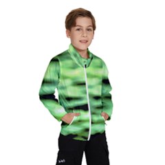 Green  Waves Abstract Series No13 Kids  Windbreaker by DimitriosArt