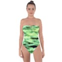 Green  Waves Abstract Series No13 Tie Back One Piece Swimsuit View1