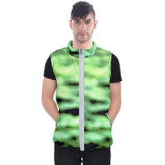 Green  Waves Abstract Series No13 Men s Puffer Vest by DimitriosArt