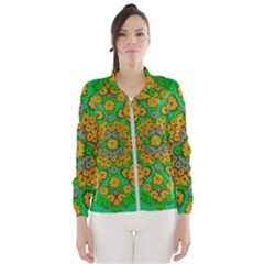 Stars Of Decorative Colorful And Peaceful  Flowers Women s Windbreaker by pepitasart