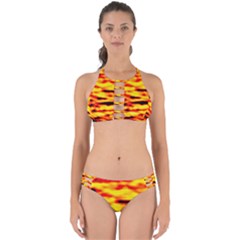 Red  Waves Abstract Series No16 Perfectly Cut Out Bikini Set by DimitriosArt