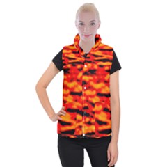 Red  Waves Abstract Series No17 Women s Button Up Vest by DimitriosArt