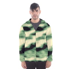 Green  Waves Abstract Series No14 Men s Hooded Windbreaker by DimitriosArt