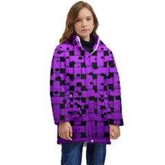 Weaved Bubbles At Strings, Purple, Violet Color Kid s Hooded Longline Puffer Jacket by Casemiro
