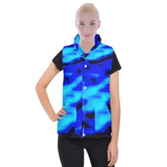 Blue Waves Abstract Series No13 Women s Button Up Vest by DimitriosArt