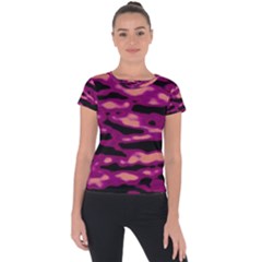 Velvet  Waves Abstract Series No1 Short Sleeve Sports Top  by DimitriosArt