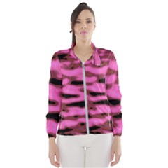 Pink  Waves Abstract Series No1 Women s Windbreaker by DimitriosArt