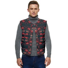 Floral Pattern Paisley Style Paisley Print   Men s Short Button Up Puffer Vest	 by Eskimos