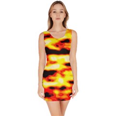 Red  Waves Abstract Series No19 Bodycon Dress by DimitriosArt