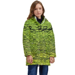 Green Waves Flow Series 1 Kid s Hooded Longline Puffer Jacket by DimitriosArt