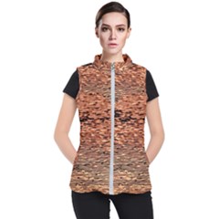 Orange  Waves Flow Series 1 Women s Puffer Vest by DimitriosArt