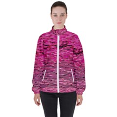 Pink  Waves Flow Series 1 Women s High Neck Windbreaker by DimitriosArt