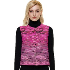 Pink  Waves Flow Series 1 Women s Short Button Up Puffer Vest by DimitriosArt