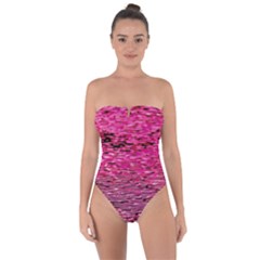 Pink  Waves Flow Series 1 Tie Back One Piece Swimsuit by DimitriosArt