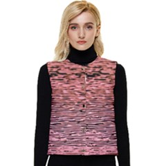 Pink  Waves Flow Series 2 Women s Short Button Up Puffer Vest by DimitriosArt