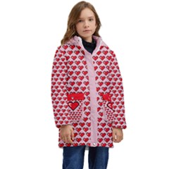 Love Heart 2 Kid s Hooded Longline Puffer Jacket by NiniLand