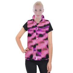 Pink  Waves Flow Series 2 Women s Button Up Vest by DimitriosArt