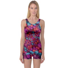 Colorful Spheres Motif Print Design Pattern One Piece Boyleg Swimsuit by dflcprintsclothing