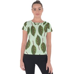 Green Leaves Short Sleeve Sports Top  by Blush