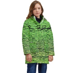 Green Waves Flow Series 2 Kid s Hooded Longline Puffer Jacket by DimitriosArt