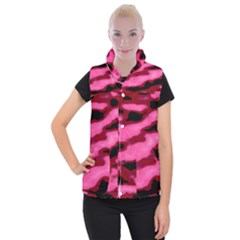 Pink  Waves Flow Series 3 Women s Button Up Vest by DimitriosArt