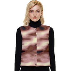 Pink  Waves Flow Series 7 Women s Short Button Up Puffer Vest by DimitriosArt