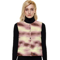 Pink  Waves Flow Series 10 Women s Short Button Up Puffer Vest by DimitriosArt