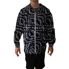 Black And White Abstract Tribal Print Kids  Hooded Windbreaker by dflcprintsclothing