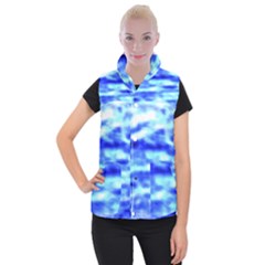 Blue Waves Flow Series 5 Women s Button Up Vest by DimitriosArt