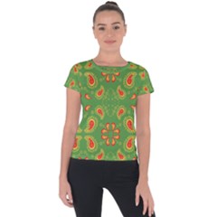 Floral Pattern Paisley Style Paisley Print  Doodle Background Short Sleeve Sports Top 