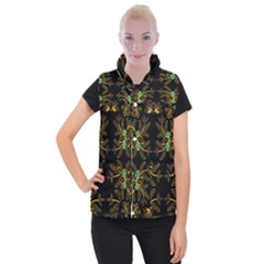 Floral Folk Damask Pattern  Women s Button Up Vest by Eskimos