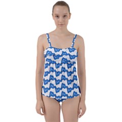 Abstract Waves Twist Front Tankini Set by SychEva