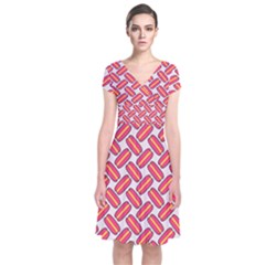 Abstract Cookies Short Sleeve Front Wrap Dress