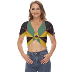 Abstract Pattern Geometric Backgrounds   Twist Front Crop Top by Eskimos