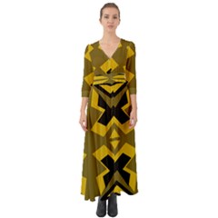 Abstract Pattern Geometric Backgrounds   Button Up Boho Maxi Dress