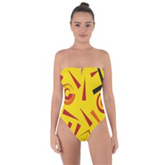 Abstract Pattern Geometric Backgrounds   Tie Back One Piece Swimsuit
