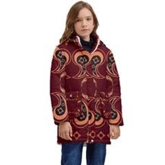 Floral Pattern Paisley Style Paisley Print  Doodle Background Kid s Hooded Longline Puffer Jacket by Eskimos